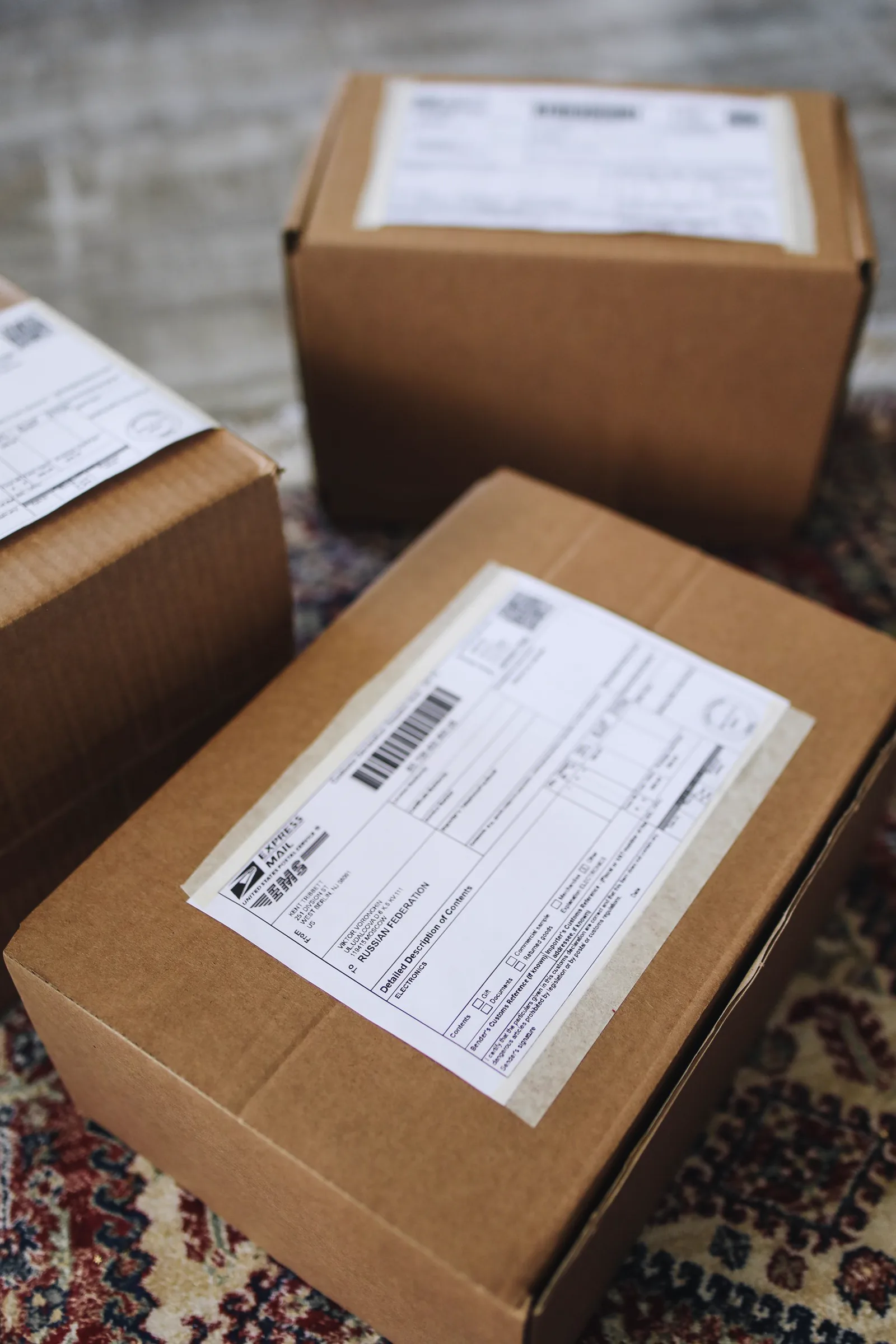 Labeled cartons prepared for fulfillment shipment