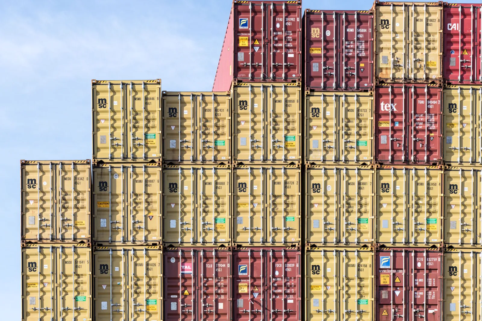 Stacks of containers representing delivery points in international trade